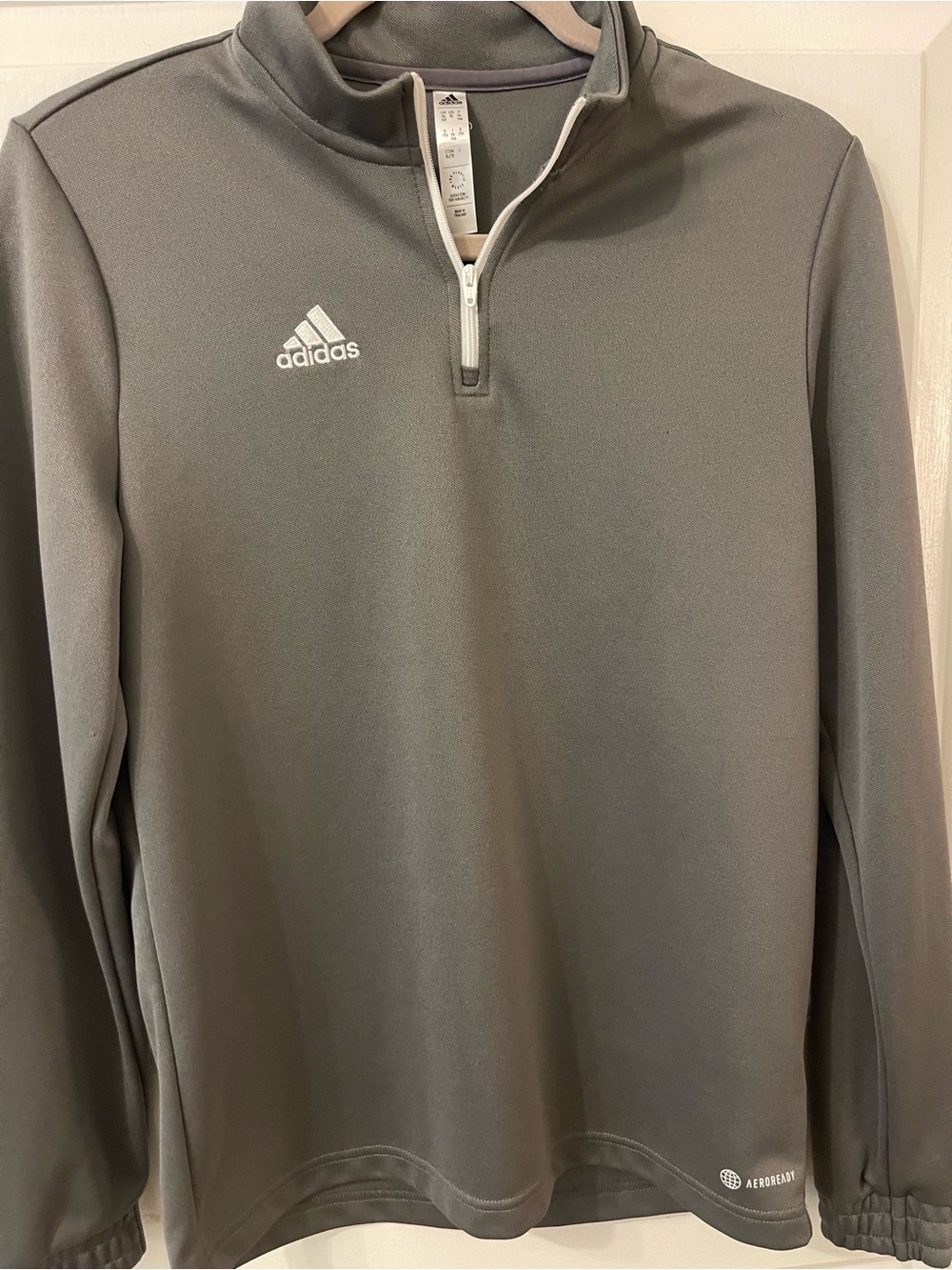 adidas AEROREADY Youth Gray Quarter-Zip Performance Pullover